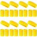 24 Pcs Neon Sweatbands Set Include 8 Pcs Sports Headband and 16 Pcs Cotton Wristbands 80s Neon Sweat Bands Bulk for Gym, Tennis, Basketball, Running, Exercise