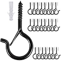 24 Pcs Ceiling Q Hanger Hooks for Hanging Plants 2.2 inches Black