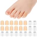 24 Pcs Silicone Toe Sleeves, Soft Gel Protector Toe Cushions Cuttable Pinky Toe Sleeves Protectors Corn Protectors Toe Tube Pads for Hammer Toe Stubbed Toe Corns Calluses Protect(White,Skin Color)