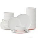 24 Piece Dinnerware Set, Dish Set for 8, Stardust Glaze White