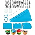 24-Piece Piping Bags and Tips Set, Food Grade Silicone Pastry Bags and Nozzles, Reusable Cake Decorating Supplies for Cupcake Icing and Baking, Blue
