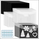 24 Pieces 9.4 x 7 inch Clear Stamp and Die Storage Pockets with 24 Pieces 0.3mm Rubber Magnetic Sheets and Label Stickers Large Resealable Storage Pocket for Card Making