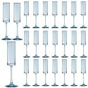 24 Pieces Blue Champagne Flutes 6 OZ Straight Sided Wine Glasses Champagne Long Stem Drinking Colored Glasses,Set of 24 Hand Blown Champagne Flutes Goblets for Wedding Cocktail Cups,Cava, Prosecco