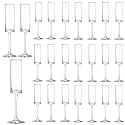 24 Pieces Clear Champagne Flutes 6 OZ Straight Sided Wine Glasses Champagne Long Stem Drinking Colored Glasses,Set of 24 Hand Blown Champagne Flutes Goblets for Wedding Cocktail Cups,Cava, Prosecco