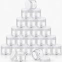 SATINIOR 24 Pieces Clear Plastic Jars with Lids, Transparent Lid, 2 oz