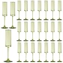 24 Pieces Green Champagne Flutes 6 OZ Straight Sided Wine Glasses Champagne Long Stem Drinking Colored Glasses,Set of 24 Hand Blown Champagne Flutes Goblets for Wedding Cocktail Cups,Cava, Prosecco