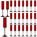 24 Pieces Red Champagne Flutes 6 OZ Straight Sided Wine Glasses Champagne Long Stem Drinking Colored Glasses,Set of 24 Hand Blown Champagne Flutes Goblets for Wedding Cocktail Cups,Cava, Prosecco