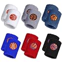 24 Pieces Sports Wristbands for Kids, Colorful Wrist Sweatbands Cotton Terry Cloth Wristbands with 6 Basketball Design for School Students Teacher Sports Party Birthday Party Favors (Stylish Color)