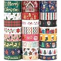 Ieebee 24 Rolls Christmas Washi Tape Set - Gold Foil Decorative Tape for Scrapbooking Supplies, Junk Journal Supplies, DIY Christmas Crafts, Christmas Accessories