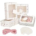 24 Sets Christmas Cookie Boxes with Window Treat and Pastry 9x6x3 Inches Gold Bakery Boxes Container for Gift Giving Christmas Chocolate Covered Strawberries,Donut,Mini Cake Packaging Boxes