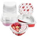24 Sets Valentine's Day Large Heart Shaped Cake Pans with Lids, 255ml/9oz Disposable Heart Cake Pan Cupcake Baking Cups Liners Tins Ramekins Containers for Valentine's Day Food Wedding Birthday Party