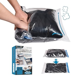 24 travel compression bags vacuum packing space saver bags for luggage cruise ship essentials 9 large 9 medium 6 small roll-up