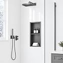 24 x 12 Inch Stainless Steel Shower Niche, No Tile Needed Wall Niche with Double Shelves, Recessed Wall Niche Insert for Bathroom Shower Kitchen Storage, Gun Gray