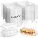240 Pack Clear Hinged Food Containers 7.2×4.9×2.6 Inch Plastic