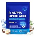 240 Pcs R-Alpha Lipoic Acid R-ALA 600mg Per Serving for Brain, Vitality, Powerful Antioxidant, Metabolism Support, Cellular Wellness, with Coconut Oil