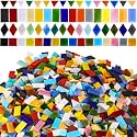 2400 Pcs Mosaic Tiles, Glass Mosaic Tiles for Crafts Bulk, Assorted Color Stained Mosaic Glass Pieces, Mosaic Supplies for Home Decoration, Art Crafts, DIY Projects, Opaque