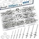240pcs 304 Stainless Steel Rivets with Washers Assorted kit