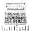 244PCS M6-1.0 M8-1.25 Flange Hex Head Bolts and Nuts Kit, M6 M8 Metric Flange Hexagon Screws Serrated Nuts Washers, 304 Stainless Steel M6 Bolt M8 x 1.25 Bolt Screw Set Hakkin