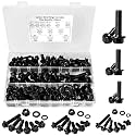 248PCS Flanged Hex Head Bolts, Hakkin Black Metric Bolt m6 m8 m10 Machine Screw Assortment Kit, M6-1.0 M8-1.25 M10-1.5 Flanged Screws Nuts Flat Spring Washers, Assorted Screws Nuts