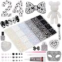 24Grid Black White Rhinestones Kit 3-6mm, Flatback Gems for Bedazzling