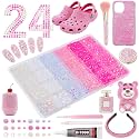 24Grid Flatback Rhinestones Kit, White Pink AB Clear Gems for Crafts DIY