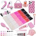 24Grid White Pink Black Red Clear Flatback Gems Bedazzling Kit