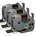 24mm 0.94" Label Tape Compatible with Brother P-Touch TZe-354 Gold on Black