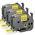 24mm 1 in Black on Yellow Label Tape Compatible with Brother PTouch TZe-651