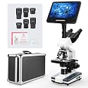 [24MP Smart Monitor Research-Grade] Vabiooth Lab Compound Trinocular Microscopes 40X-2500X Magnification with 7" Monitor Free Software-One Click Capturing Images & Video, Measuring Lengths