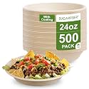 24oz Compostable Paper Bowls Disposable Round Natural Bowl with PLA coating
