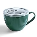24oz Soup Mug with Handle &amp; Lid, Microwave Soup Bowl/Cup, Forest Green