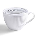 24oz Soup Mug with Handle & Lid, Microwave Soup Bowl/Cup, White