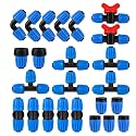 24Pcs 1/2" Drip Irrigation Fittings Kit,Irrigation Hose Connector