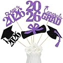24Pcs 2026 Graduation Centerpieces Sticks Purple, Graduation 2026 Party Centerpieces Sticks for Tables 2026 Purple 2026 Graduation Table Centerpieces Decorations