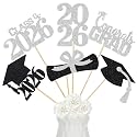 24Pcs 2026 Graduation Centerpieces Sticks Silver, Graduation Party Centerpieces for Tables 2026 Silver 2026 Graduation Table Centerpieces Decorations