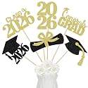 24Pcs 2026 Graduation Centerpieces Sticks Gold, Class of 2026 Graduation Party Centerpieces Sticks for Tables 2026 Gold 2026 Graduation Table Centerpieces Decorations
