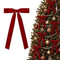 24Pcs Red Velvet Bows Christmas Ornaments for Tree Wreath Mantle Home Decor