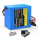 24V 5Ah Lithium Battery with 2A Fast Charger, Bare Leads Wire, Cable Connector, Rechargeable Li-ion Battery for 24 Volt DIY Project RC Car LED Light Strip CCTV Camera