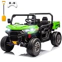 24V Ride on Toys for Kids 4-8, 2 Seater Electric Car with Dump Bed, Green