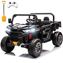 24V Ride on Toys for Kids 4-8, 2 Seater Electric Car with Dump Bed, Black