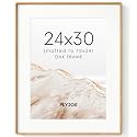 24x30 Picture Frame, Natural Solid Oak Wood Photo Frame, Rounded Corner