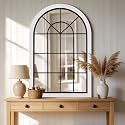 24x36 Inch Arched Windowpane Wall Mirror, Farmhouse Window Mirror