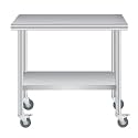 24x36 Inch Commercial Heavy Duty Outdoor Prep Table – Stainless Steel Work Table with Adjustable Undershelf, Backsplash &amp; 4 Casters – Perfect for Restaurant, Patio or Garage – Size: 24x36 Inch