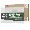 24x36 inch Rectangle 1/4" Thick Flat Polished Edge Clear Glass Table Top with 6 Bumpers - 24 x 36 Rectangular Tempered &amp; Scratch Resistant Replacement Glass for Dining, Coffee &amp; Patio Tables