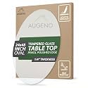 24x48 inch Oval 1/4" Thick Pencil Polished Edge Clear Glass Table Top with 6 Bumpers - Tempered, Scratch Resistant &amp; Safety Replacement Glass for Dining, Coffee, Patio &amp; End Tables