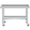 24x60 Inch Stainless Steel Outdoor Prep Table – Commercial Workstation with Adjustable Undershelf, Backsplash, Rounded Corners &amp; 4 Lockable Casters – Ideal for Restaurants, Hotels, BBQ
