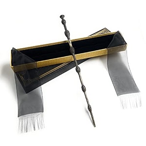 24x7 emall premium polyresin amp metal magic wand wizard sorcerers wand with ribbon box metal core inside life size 11 style 1 black