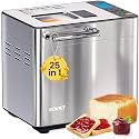 KOVIET 25‑in‑1 Bread Maker Machine, 2LB, Automatic Dual Dispenser, Silver