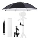 25.6" Large Diameter Camera Tripod Umbrella with Super Clamp 360° Flexible Adjustable Tripod Gooseneck Camera Rain Cover Hot Shoe Sun Shade Protector Umbrella Chair Clamp Photograph Film