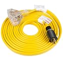 25 Feet Heavy Duty Generator Extension Cord,Generator Locking Cords,NEMA L14-30P to Four 5-20R, 4 Prong 10 Gauge Flat Flexible Generator Cable,125/250V 30Amp 7500 Watts Yodotek